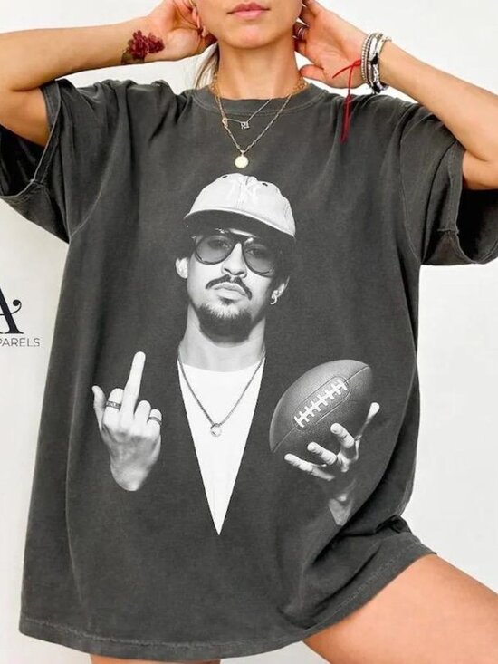Tops - Bad Bunny Football Shirts, Benito Tee Vintage Graphics Tee